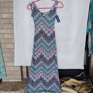 Blue Star Colorful open back dress , Size S